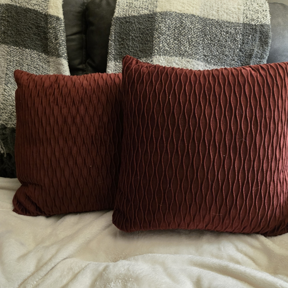 Textured Maroon Throw Pillow Covers